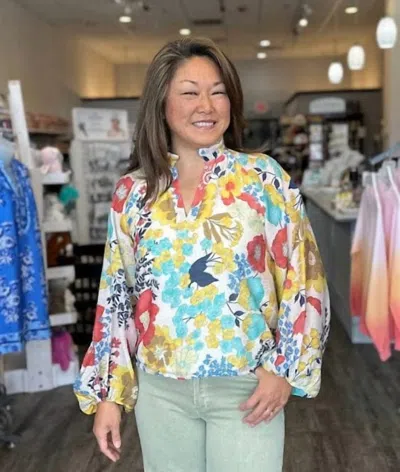 Thml Floral Print Long Sleeve Top In Multi