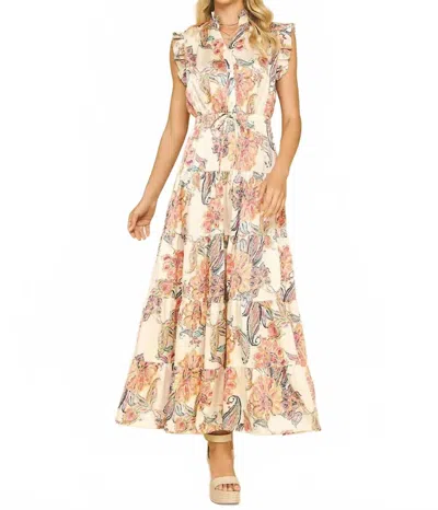 Thml Floral Print Tiered Maxi Dress In Cream In White