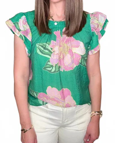 Thml Floral Print Top In Green