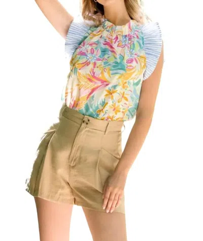 Thml Floral Print Top In Pink Multi