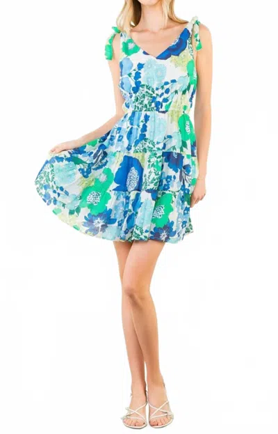 Thml Floral Print With Shoulder Tie Straps Dress In Multi In Brown