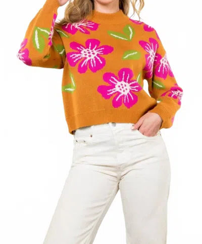 Thml Flower Bed Sweater In Mustard In Orange