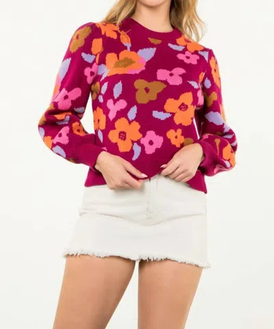 Thml Flower Groove Sweater In Magenta In Multi