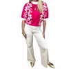 Thml Flower Knit Sweater Top In Pink In Multi