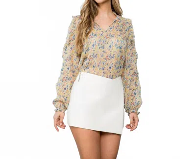 Thml Flower Print Long Sleeve Blouse In Floral Beige In Multi