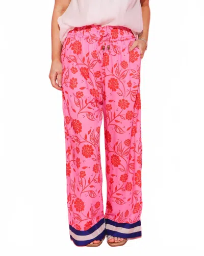 Thml Flower Print Wide Leg Pants In Pink In Multi