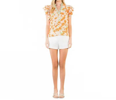 Thml Flowy Sleeve V Neck Top In Orange