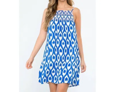 Thml Flowy Smocked Print Dress In Blue