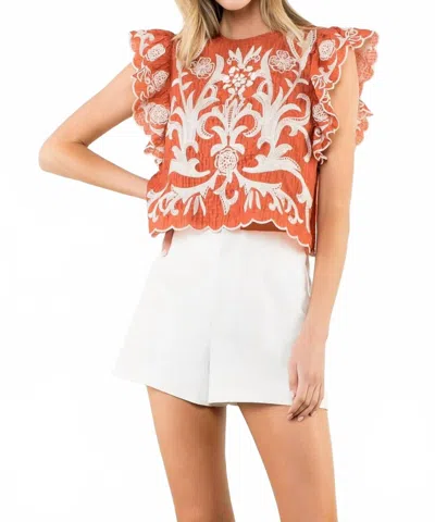 Thml Flutter Sleeve Blouse In Orange In Multi