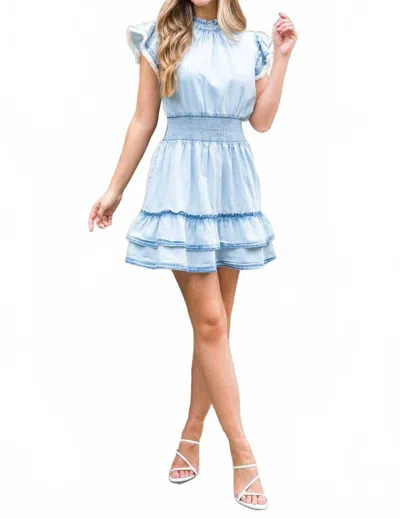 Thml Flutter Sleeve Denim Dress In Blue