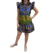 Thml Flutter Sleeve Dress In Metallic Blue In Blue