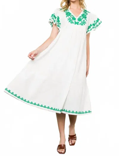 Thml Flutter Sleeve Embroidered Dress In White