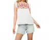 Thml Flutter Sleeve Embroidered Top In White In White