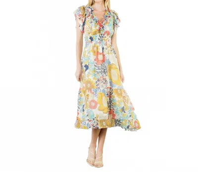 Thml Flutter Sleeve Floral Dress In Yellow Multi