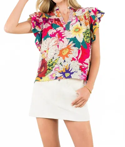 Thml Flutter Sleeve Floral Top In Multi
