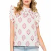 Thml Flutter Sleeve Floral Top In White In White