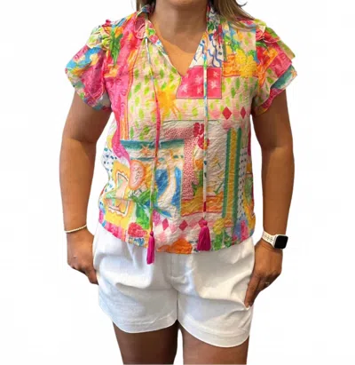 Thml Flutter Sleeve Multi Color Top In Animal Print
