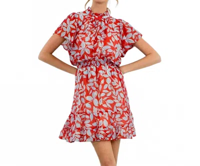 Thml Flutter Sleeve Print Dress In Red In Multi