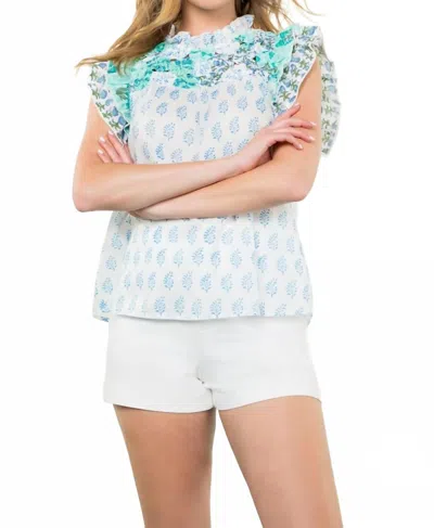 Thml Flutter Sleeve Print Top - Plus In White In Multi
