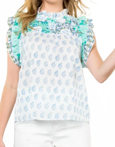 Thml Flutter Sleeve Print Top In Multi In White
