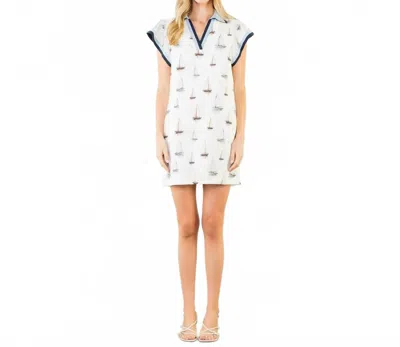 Thml Flutter Sleeve Sailboat Pattern Dress In Cream In White