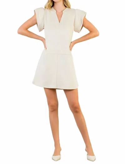 Thml Flutter Sleeve Suede Dress In Cream In White