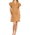 Thml Flutter Sleeve Suede Midi Dress In Camel In Brown