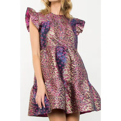 Thml Flutter Sleeve Textured Mini Dress In Pink In Multi