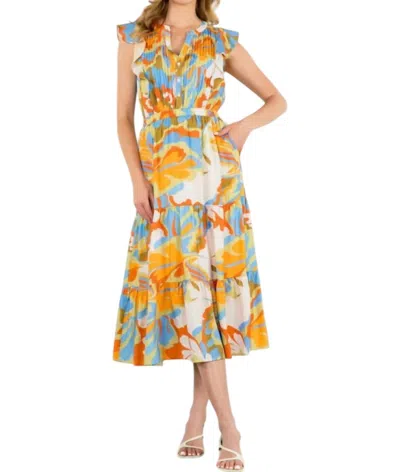 Thml Flutter Sleeve Tiered Dress In Multi Color
