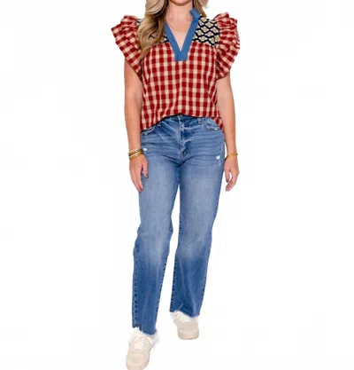Thml Flutter Sleeve Top In Bold Red In Multi