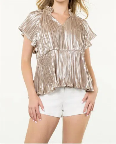 Thml Flutter Sleeve Top In Metallic In Multi