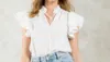Thml Flutter Sleeve Gingham Top In White In White