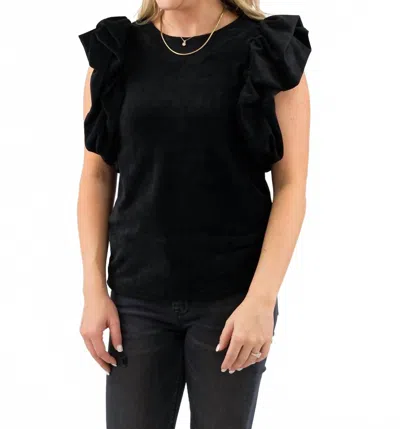 Thml Flutter Sleeve Velvet Top In Black