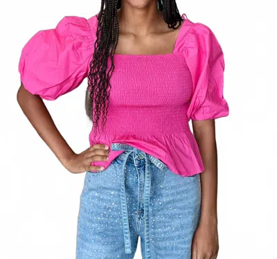 Thml Flutter Smocked Poplin Sleeve Top In Pink
