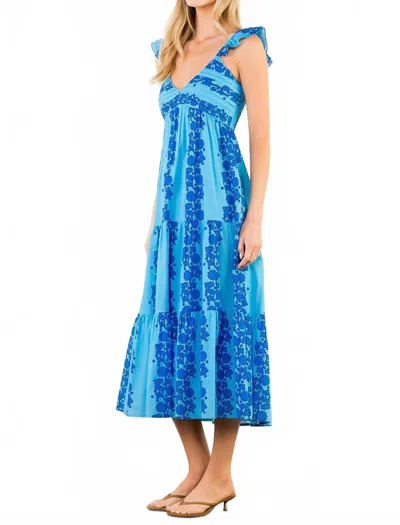 Thml Flutter Strap Midi Dress In Blue