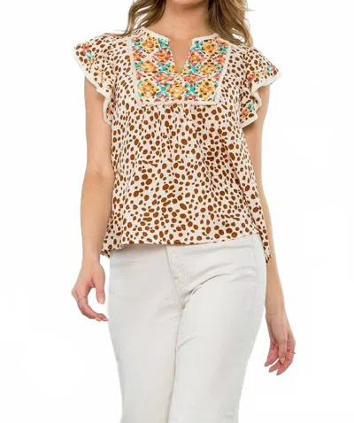 Thml Fluttering Spotted Blouse In Beige In Multi