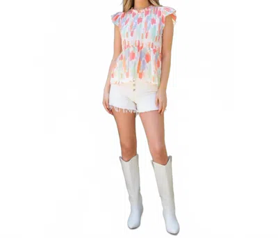 Thml Francesca Top In Pink Multi In White