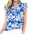 Thml Frill Seeker Top In Blue In Blue