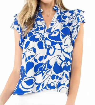 Thml Frill Seeker Top In Blue