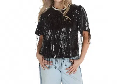 Thml Fun & Festive Fringe Sequin Tee In Black