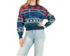 Thml Fun Pattern Knit Crew Neck Sweater In Navy Blue In Blue