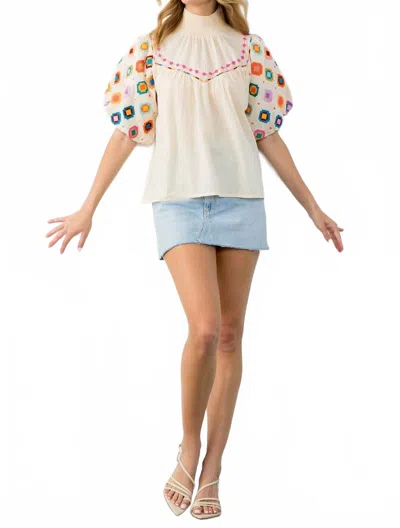 Thml G. O.a. T. Embroidered Top In Beige Multi In White