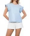 Thml Gameday Faux Leather Top In Blue In Blue