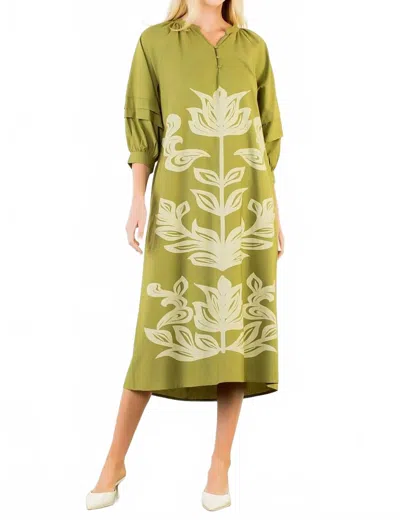 Thml Gardenia Maxi Dress In Olive In Green