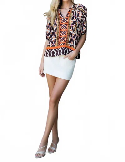 Thml Geometric Blouse In Brown