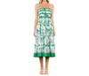 Thml Geometric Embroidered Dress In Green In Green