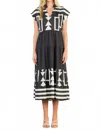 Thml Geometric Midi Dress In Black And White In Gray