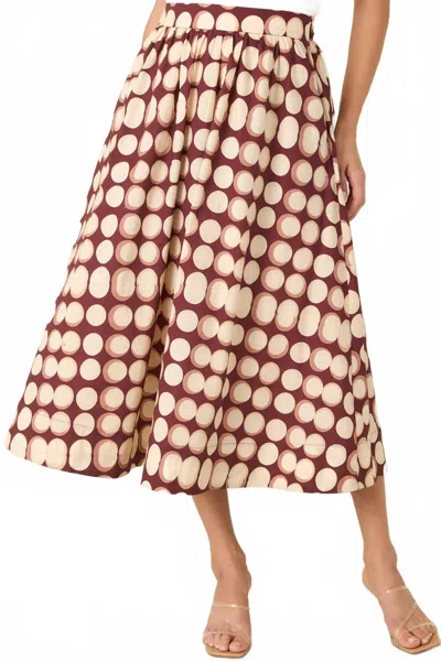 Thml Geometric Midi Skirt In Brown