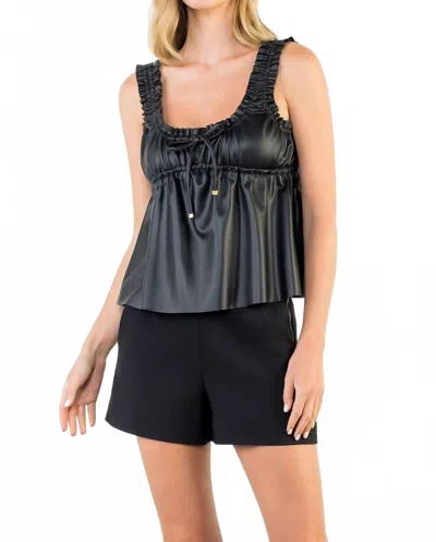 Thml Georgia Faux Leather Top In Black