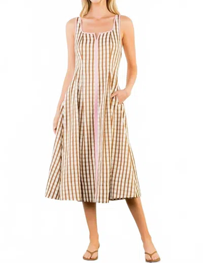 Thml Gingham Midi Dress In Brown/ Pink In Neutral